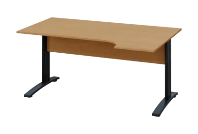 ERK 28 - 164 stůl kancelářský, rohový, pravý, kovová podnož černá, deska 25 mm, široký 1600 mm, buk Royal